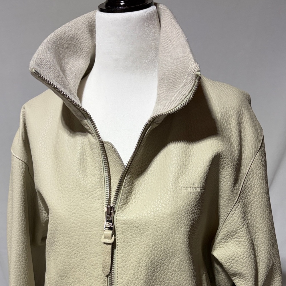 Unisex Cream Louis Vuitton leather Jacket